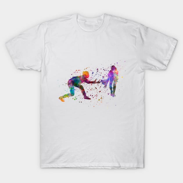 Rugby women in watercolor T-Shirt by PaulrommerArt